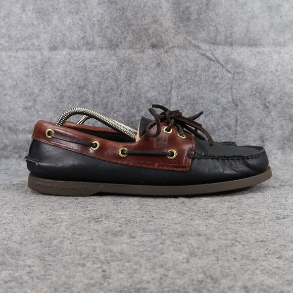 Sperry Boat Shoe Mens 8 Moc Loafer 2 Eye Leather Black Brown Classic Preppy Wide main image 8